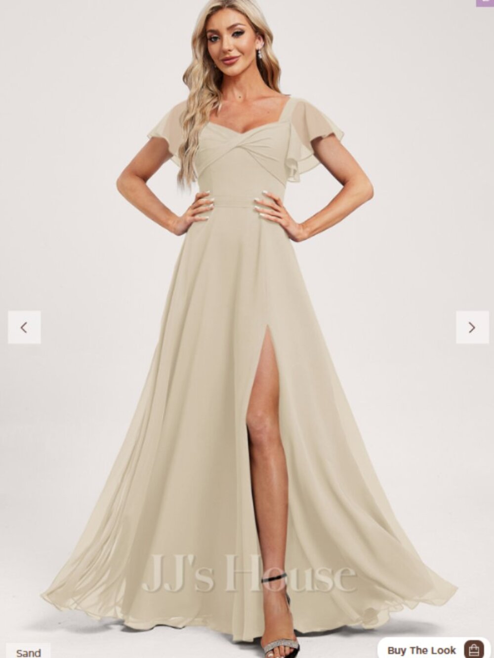 JJ's House Braley A-Line Chiffon Bridesmaid Dress – Beige - US10 – Worn Once!